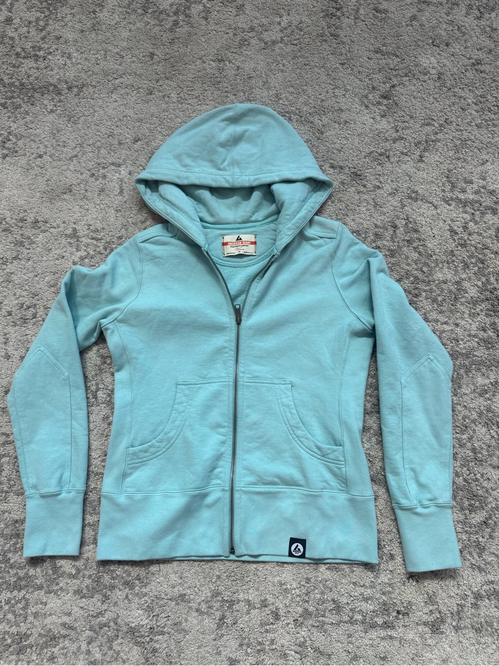 American Giant Women’s M Aqua Full Zip Cotton Hoodie Made USA